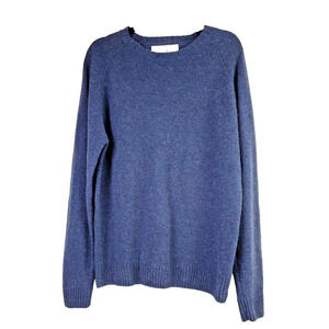 Wills Huckberry Mens Large Crew Neck Blue Sweater Merino Wool Outdoor Luxury